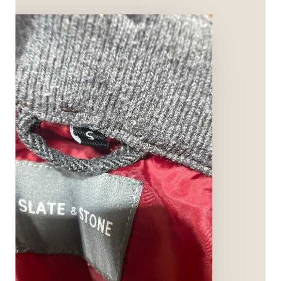 Slate & Stone Poly Wool Blend Jacket Gray Herringbone W/Brown Accents Mens Small - Picture 14 of 16